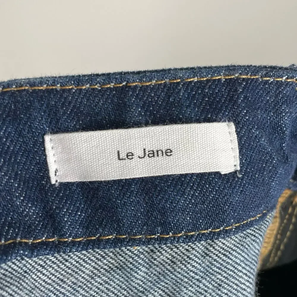 Frame NWT Le Jane High Rise Straight Leg Two Tone Colorblock Jeans Dell Noir 25